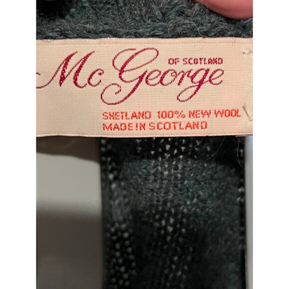 Vintage Wool McGeorge Shetland Sweater Mens Large Blue Argyle Scotland 80s 90s - Picture 7 of 9